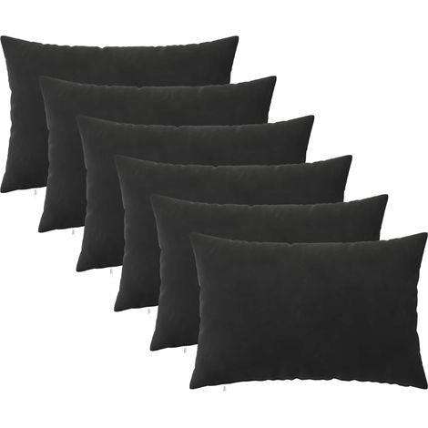vidaXL Funda de almohada 6 pcs HEERLEN Negro 30 x 50 cm Terciopelo (1/2)