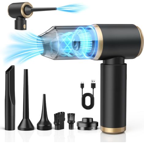 Aspiradora de mano inalámbrica, potente aspiradora para coche de 18000 PA, miniaspiradora inalámbrica portátil 4 en 1, soplador de aire pequeño recargable por USB de 4000 mAh para coche y limpieza del (1/5)