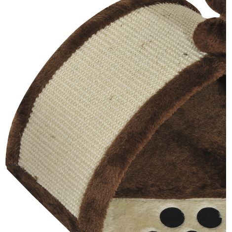 FLITI Plush Cat Tree with Scratching Post and Hanging Ball, Kitten Climbing Tower, Brown, 46x35.5x37cm (1/5)
