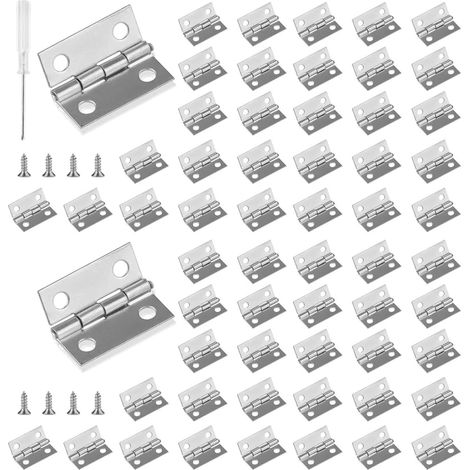 Charnières Miniatures 60 Piéce Mini Charnières Petites Charnière Charnière pour Boîte à Bijoux avec Tournevis et 240 Vis, 15mm18mm, Argent (1/5)