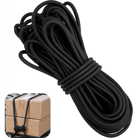 10 m x 4 mm Sandow Noir — Corde Élastique Renforcée pour Bâche et Remorque, Cordon Élastique Polyvalent, Corde d'Extension pour Camping, Sandow pour Bâche Remorque, Elastique bache remorque (1/5)