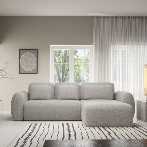 3-Sitz-Wende- und -Schlaf-Ecksofa mit Truhe Carmela Hellgrau