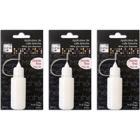 3 tubes de colle blanche pointe fine - 20 ml