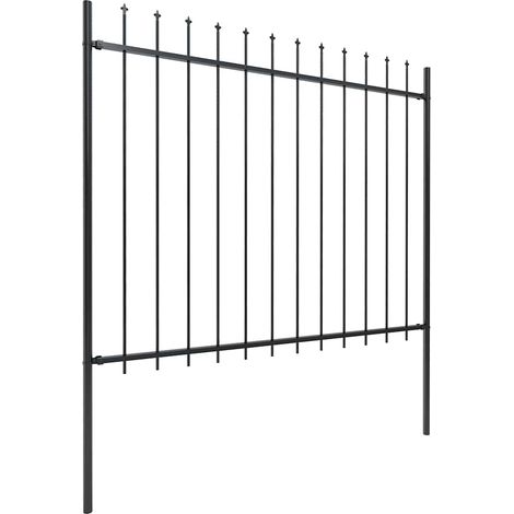 Vidaxl – Clôture de jardin en acier enduit de poudre 8,5 x 1,5 m – Hauteur 150 cm avec pointes de lance – 5 panneaux et 6 poteaux inclus