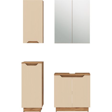 Conjunto de muebles de baño Lotta, Rayas roble/cachemira, 4 partes, Vicco (1/5)