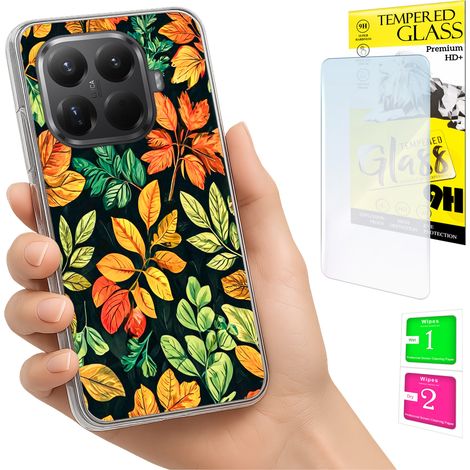 Coque pour Xiaomi 15T Pro - Motif photo avec feuilles et verre trempé 9H (1/5)