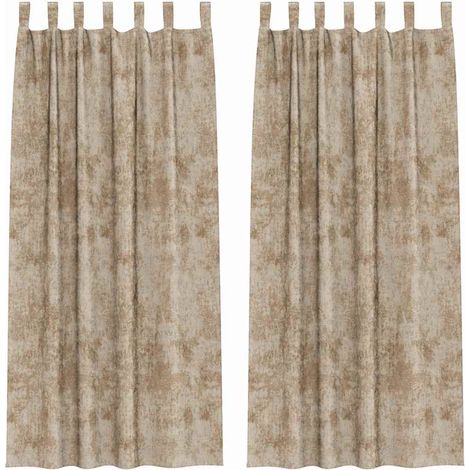 Rideau avec des rideaux 2 pcs Champagne 260 x 140 cm Velours CFW70983 (1/5)