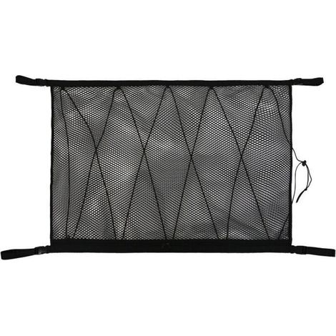 Auto-Aufbewahrungsnetz, universelle Autodachtasche mit Reißverschluss, Gepäck-Organizer-Aufbewahrungsnetz für die Auto-SUV-Decke (Kordelzugnetz) Schwarz, 9065 cm, von DEBUNS