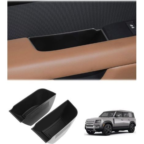 [Set mit 2 Stück] Ablagefächer für die Mittelkonsole, kompatibel mit Land Rover Defender 90/110 (2020-2024/2025), Ablagefach in der Vordertür (New Defender) (1/4)