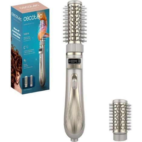 Cecotec Brosse à Air avec 2 Têtes CeramicCare 2in1 Gyro. 1000W, Double Tête Céramique, Fonction Rotative et Ionique, Affichage