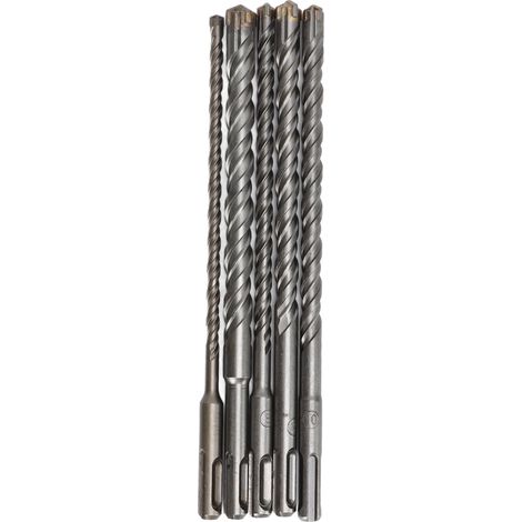 Jeu de 5 forets à maçonnerie (6 mm, 8 mm, 10 mm, 12 mm, 14 mm de diamètre, longueur 210 mm) pour marteaux électriques (1/5)