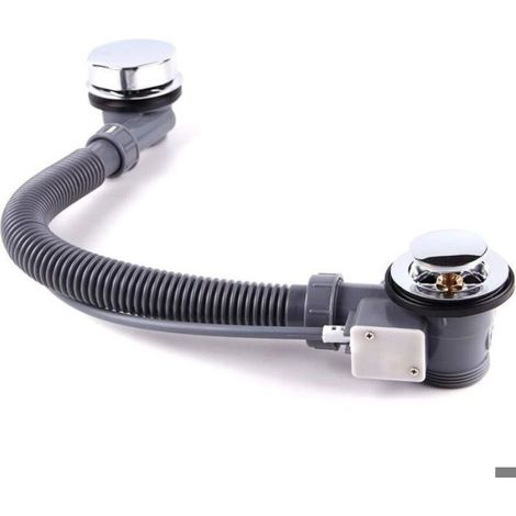 1 Bonde de baignoire chromée, laiton, avec trop-plein ABS, câble 560mm, raccord G1 1/2, pour salle de bain (1/4)