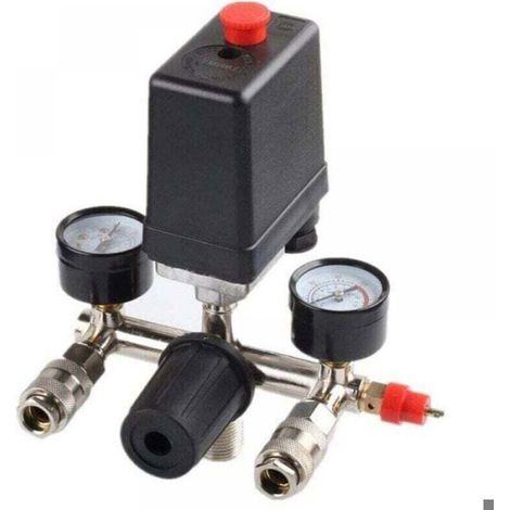Régulateur de pression pour compresseur - ® - Pressostat - 2 afficheurs - Filtre intégré - Raccord mâle 20,67 mm (1/4)