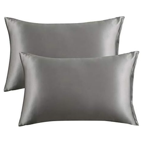 Set mit 2 Kissenbezügen aus Eisseide – Dunkelgrau, 51 x 91 cm (1/5)