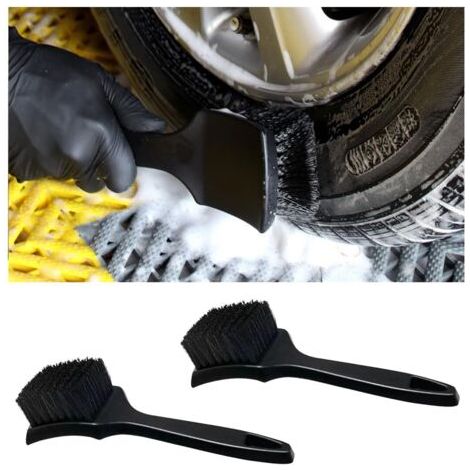 Applicable 2 Pièces Brosses De Nettoyage pour Roues De Voiture, Brosse d'entretien Jantes Pneus Voiture, Outil Lavage Brosse Pneu pour Voitures, Entretien Jante pour Voiture, Moto Et Vélo(Noir) (1/5)