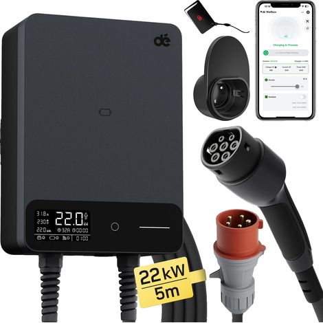 Station de recharge EV, compatibilité Type 2, contrôles intelligents, 22kW 5m Câble, TYPE2 (1/2)