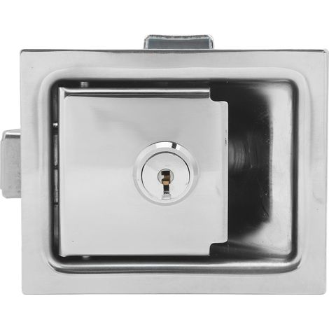 Verrou à encastrer en acier inoxydable rectangulaire pour porte de remorque, poignée à palette avec clé, serrure de caisse à outils camion (1/5)