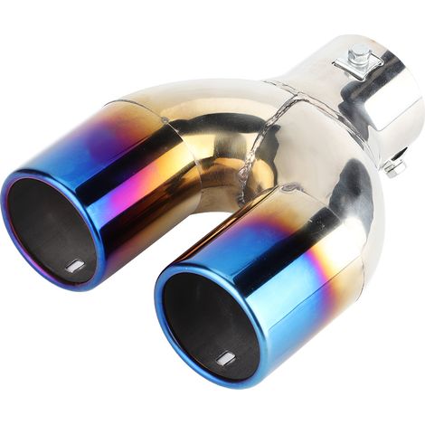 Embout d'échappement double universel en acier inoxydable chromé pour voiture, modifié, avec sortie de silencieux arrière. (1/5)