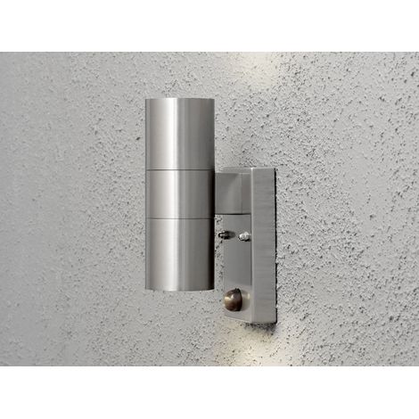 LED Edelstahl Up-Down Außenwandleuchte mit Bewegungsmelder, Höhe 20cm, Silber (1/5)