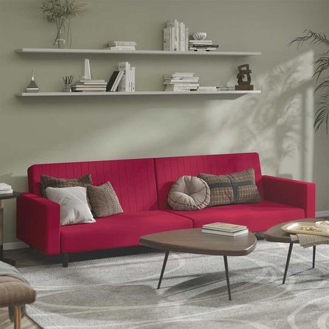 Schlafsofa 2-Sitzer Weinrot Samt (1/5)