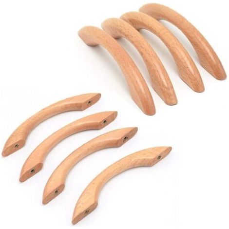 8 pièces poignées meuble bois, forme arc, finition lisse, pour cuisine et placard, compatibles tiroirs et armoires (1/3)