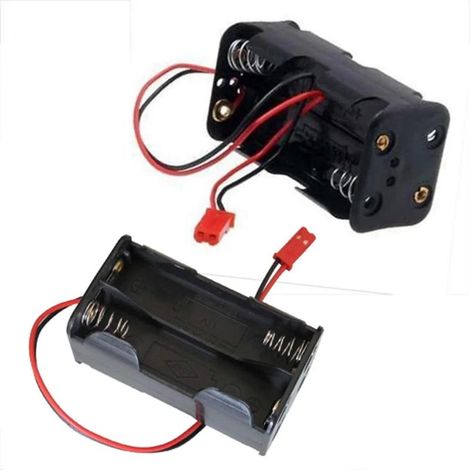 6-teiliges Batteriehalter-Set (4 AA-Batterien), Aufbewahrungsbox für Empfänger (6 V) mit 2-poligem JST-Stecker, 2-teiliger Futaba RC-Empfängerschalter, für RC-Autos/Flugzeuge (1/4)