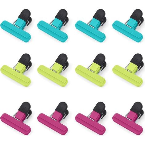 12 piccole clip di chiusura，clip per alimenti in plastica，clip per sacchetti，caffè e altri prodotti per la casa (7,7 x 6,5 cm) (1/5)