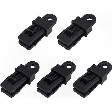 5 Pinces de Bâche Réutilisables pour Tente, Serre-Câble Camping, Crochets Vert pour Fixation Auvent, Attaches Corde Vent Extérieur, Lot de 5 (1/4)