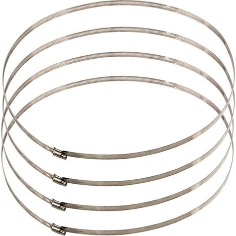 Un ensemble de 4 colliers de serrage réglables en acier inoxydable pour fixer les tuyaux et les flexibles. (1/3)