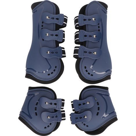Adjustable horse tendon boots, open front, breathable, jumping protection, blue, 4-pack L