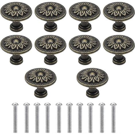 Boutons de tiroir vintage en bronze, poignées de tiroir rétro de 32 mm, boutons de porte de placard, boutons de meuble, boutons de commode, boutons de tiroir, lot de 10 (1/5)