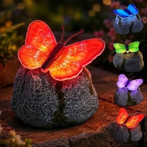 Lampe solaire jardin papillon figurine décorative éclairée terrasse pelouse