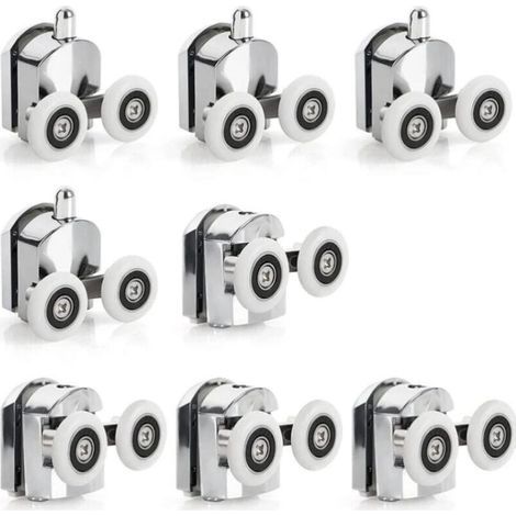 CCYKXA 8pcs Sliding Shower Door Roller Zinc Alloy Shower Sliding Door Wheels 23mm Diameter Twin Wheels Replacement for Bathroom