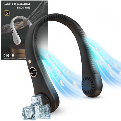 Ventilatore da collo con display - Ventilatore da collo con raffreddamento - Ventilatore per il viso - Ventilatore per la gola - Ventilatore per la testa - Condizionatore d'aria per il collo (1/5)