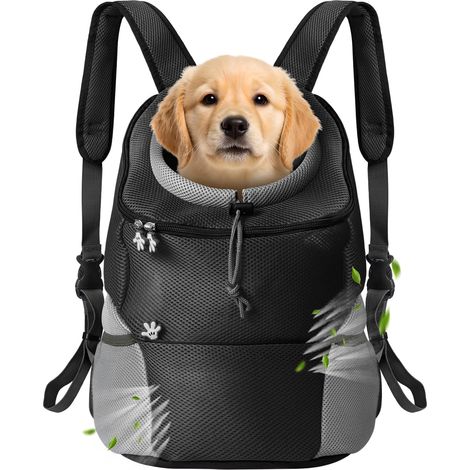 Sac a Dos Transport Chien, Fermeture Anti-Evasion, Maille Respirante, Large, 41x53x25cm, 5,9-10kg (1/5)