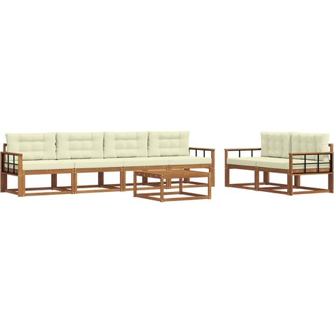 Outdoor Sofa Set with Cushion 7 pcs Natural and Cream vidaXL (1/5)