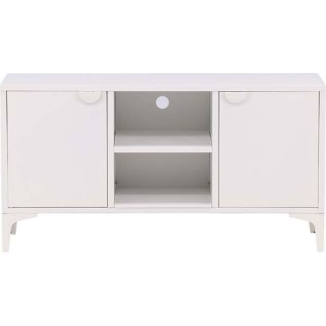 Piring table TV 2 portes 1 tablette blanc. (1/5)