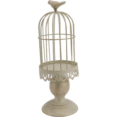 Bougeoir en forme de cage à oiseaux en fer forgé vintage, base stable amovible, décoration pour chambre ou restaurant. (1/5)