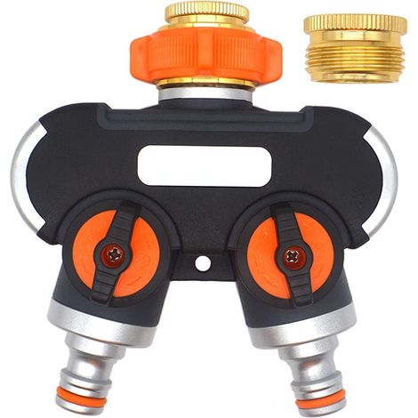 Distributeur Arrosage 2 Voies, Séparateur de Tuyau D'arrosage, Raccord Tuyau D'arrosage, Débit D'eau Réglable, Idéal pour Robinet Extérieur (1/5)