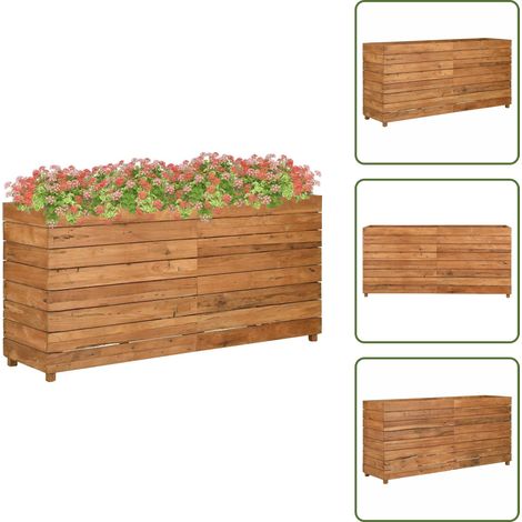 Macetas - vidaXL Arriate elevado madera de teca reciclada y acero 150x40x72 cm - Plantas