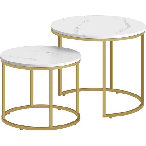 Mesa de centro redonda 2 piezas - patas mármol / oro