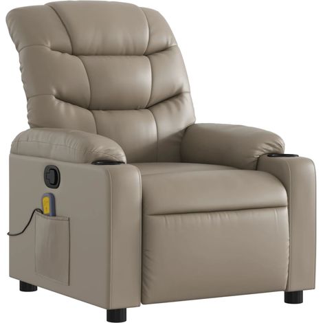 Poltrona relax TV reclinabile funzione massaggio 6 punti massaggio in PVC cappuccino DEC026875