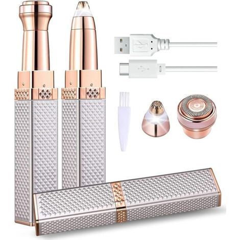 Epilateur Visage, 2 en 1 Electrique Epilateur Rasoir Visage Femme, Doux et Indolore Epilateur Visage pour Joues, Menton, Bras (1/4)