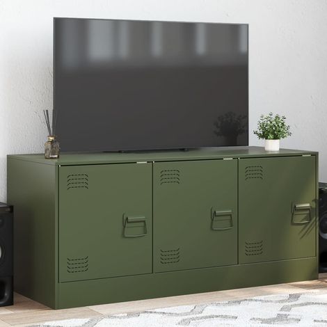Mueble de TV de acero verde oliva 99x39x44 cm vidaXL