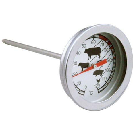 HOXILEELEO - Thermomètre analogique résistant à la chaleur pour la cuisson, le rôtissage, le grillage, le fumage, manique, barbecue, rôtisserie, 0°C - 120°C (1/5)