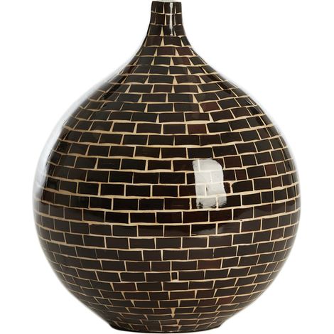 Vaso ELORZA in bambù marrone scuro naturale – Ø22x25 cm (1/3)
