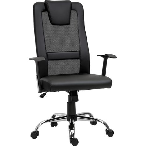 Vinsetto Bürostuhl Drehstuhl höhenverstellbar Chefsessel Schreibtischstuhl ergonomisch PU schwarz 66 x 73 x 108-118 cm