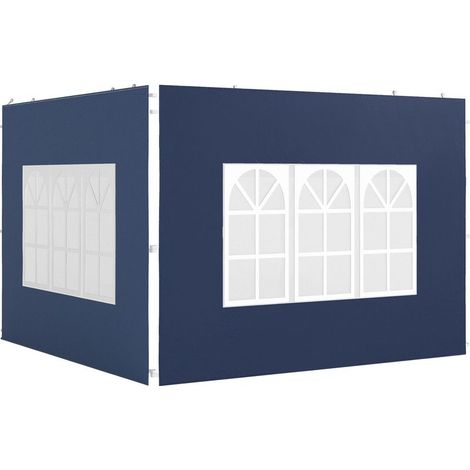Panneaux Latéraux - Pour Tonnelle 3x3 m et 3x6 m - Étanches avec Fenêtres en PE Bleu - 2 Pièces (1/5)