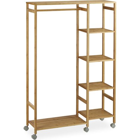 Appendiabiti con ruote moderno design elegante camera da letto cabina armadio 100 x 40 x 170 cm in bambù naturale 130005498