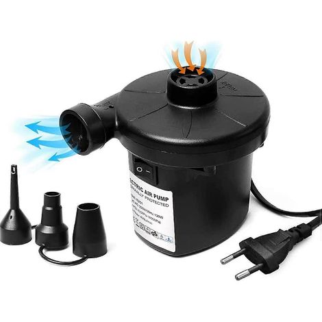 Pompe à air électrique, pompe à air électrique portable avec 3 embouts, compatible avec matelas/tapis de camping/lits à eau/bouées/canapés (noire) (1/4)